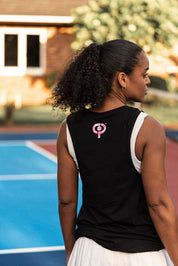 CRUSH Hot pink camo Logo Black Muscle Tank (women's)