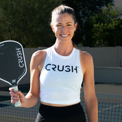 CRUSH Black Logo White Crop Tank (women's)