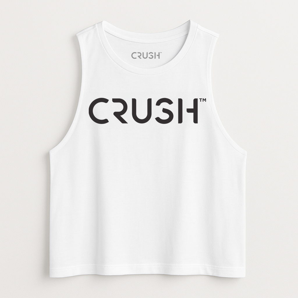 CRUSH Black Logo White Crop Tank (women's)